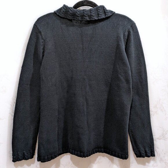 Black Heavy Button Cardigan Sweater 2X Cable Knit Warm Cozy Comfy Cabincore - Picture 2 of 5